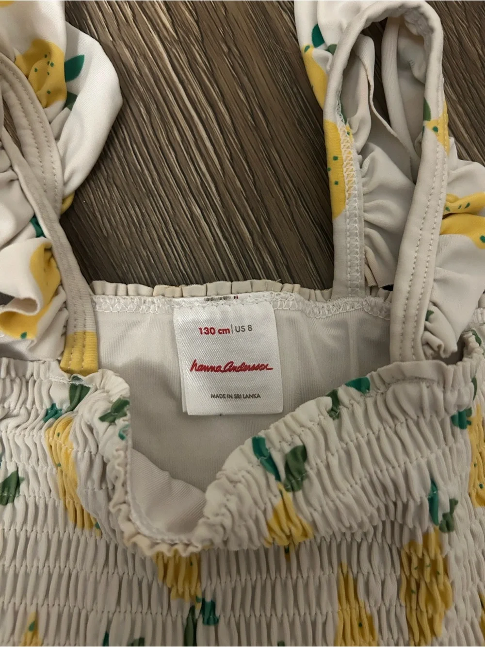 Hanna Andersson White Swimsuit Top with Yellow Lemon Print